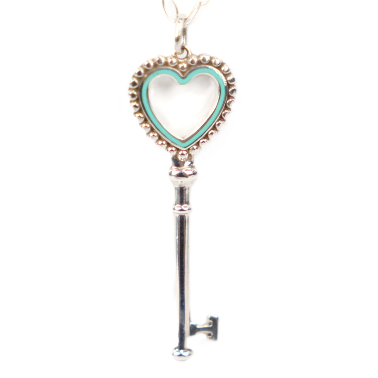 TIFFANY & Co. Beads Heart Key + Oval Link Chain Necklace