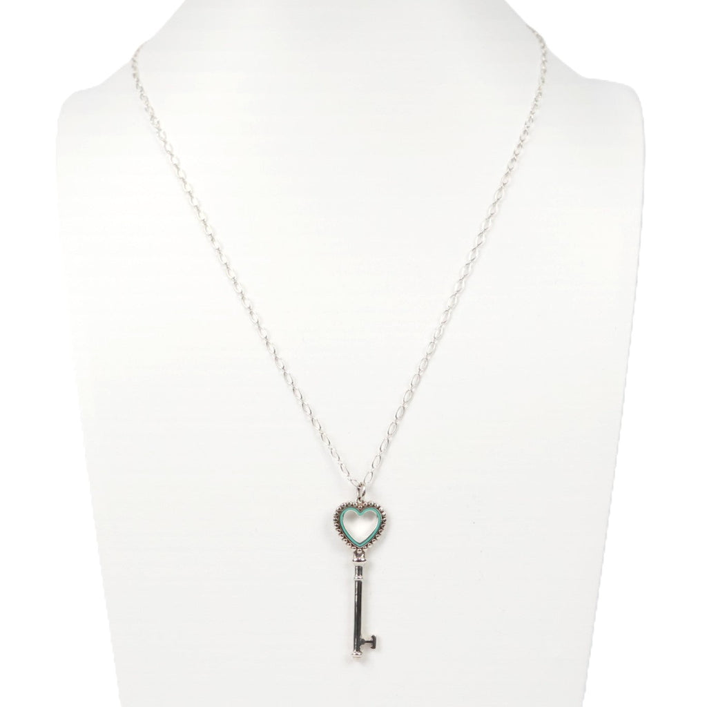 TIFFANY & Co. Beads Heart Key + Oval Link Chain Necklace