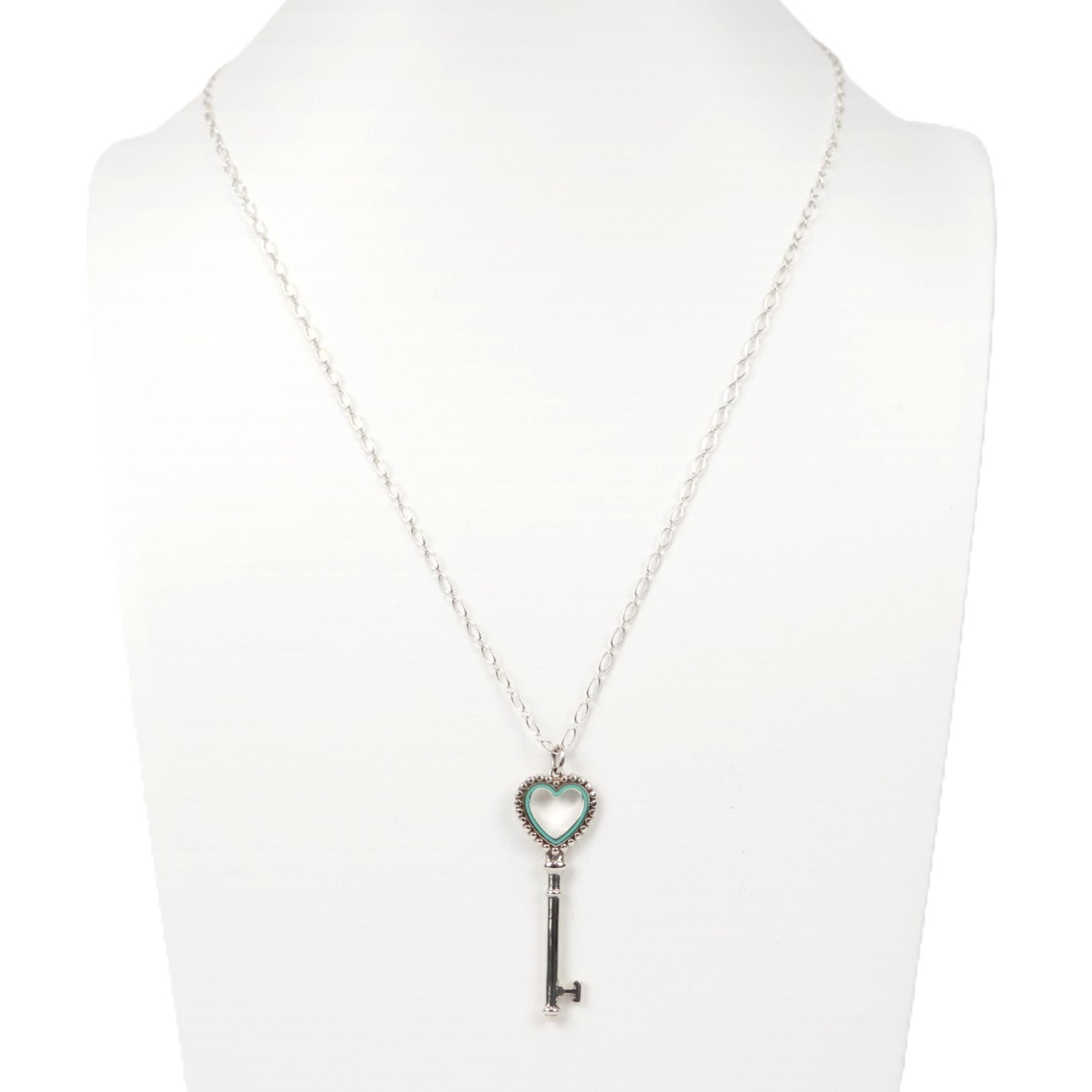 TIFFANY & Co. Beads Heart Key + Oval Link Chain Necklace