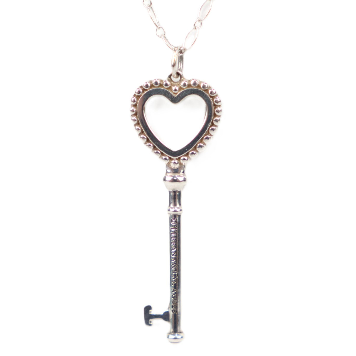 TIFFANY & Co. Beads Heart Key + Oval Link Chain Necklace