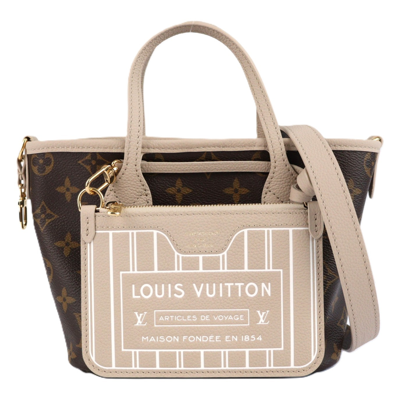 LOUIS VUITTON M25657 NEVERFULL BANDOULIERE INSIDE OUT BB TOTE BAG