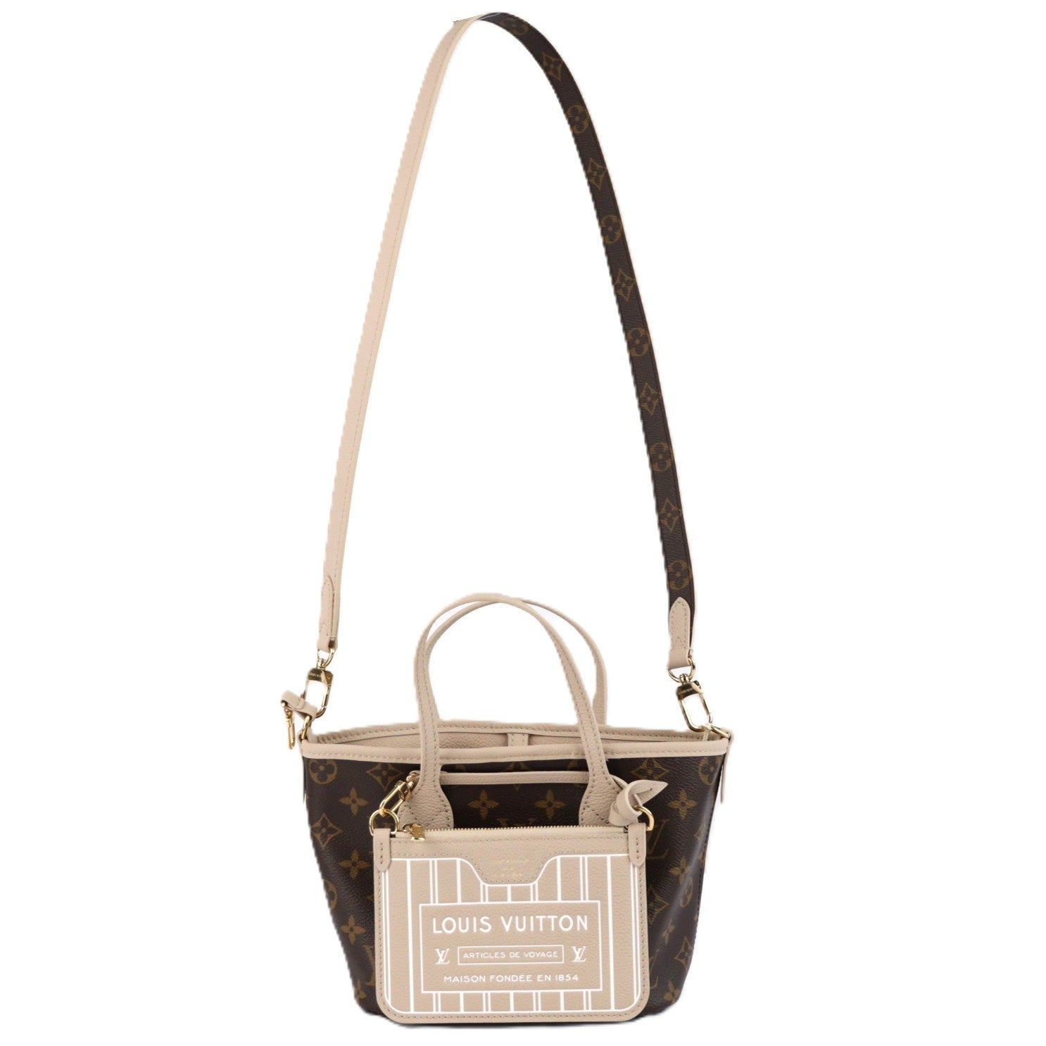 LOUIS VUITTON M25657 NEVERFULL BANDOULIERE INSIDE OUT BB TOTE BAG