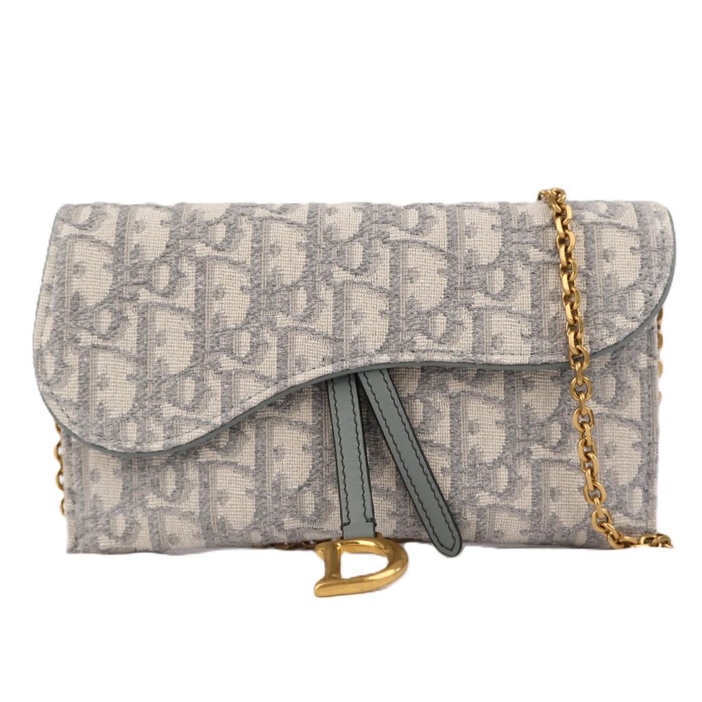 DIOR S5907CTZQ SADDLE CHAIN POUCH MEDIUM WALLET ON CHAIN
