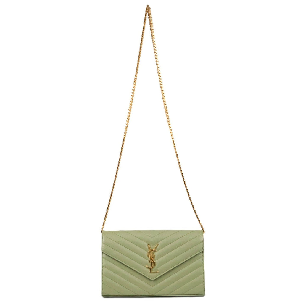 SAINT LAURENT 377828 BOW01 CASSANDRE WALLET ON CHAIN