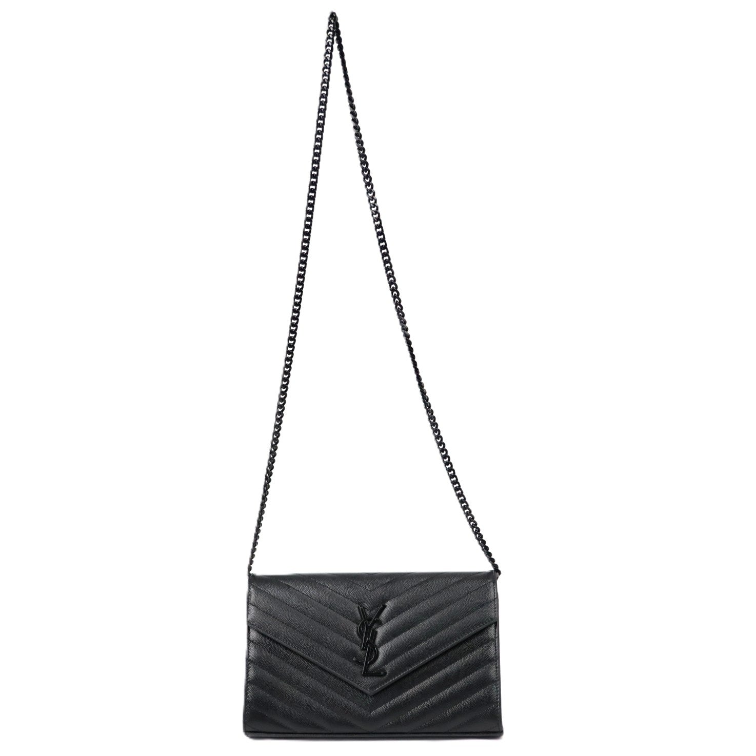 SAINT LAURENT 377828 BOW08 CASSANDRE WALLET ON CHAIN