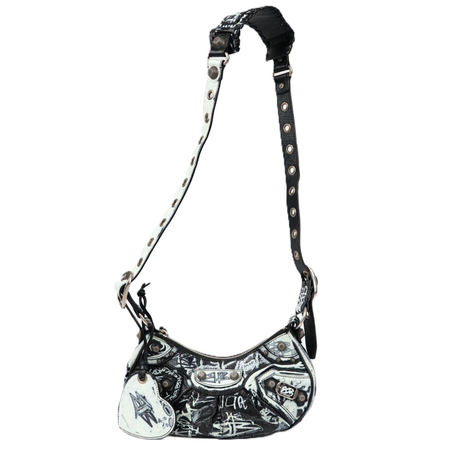 BELENCIAGA 671309 210G6 LE CAGOLE GRAFFITI SHOULDER BAG