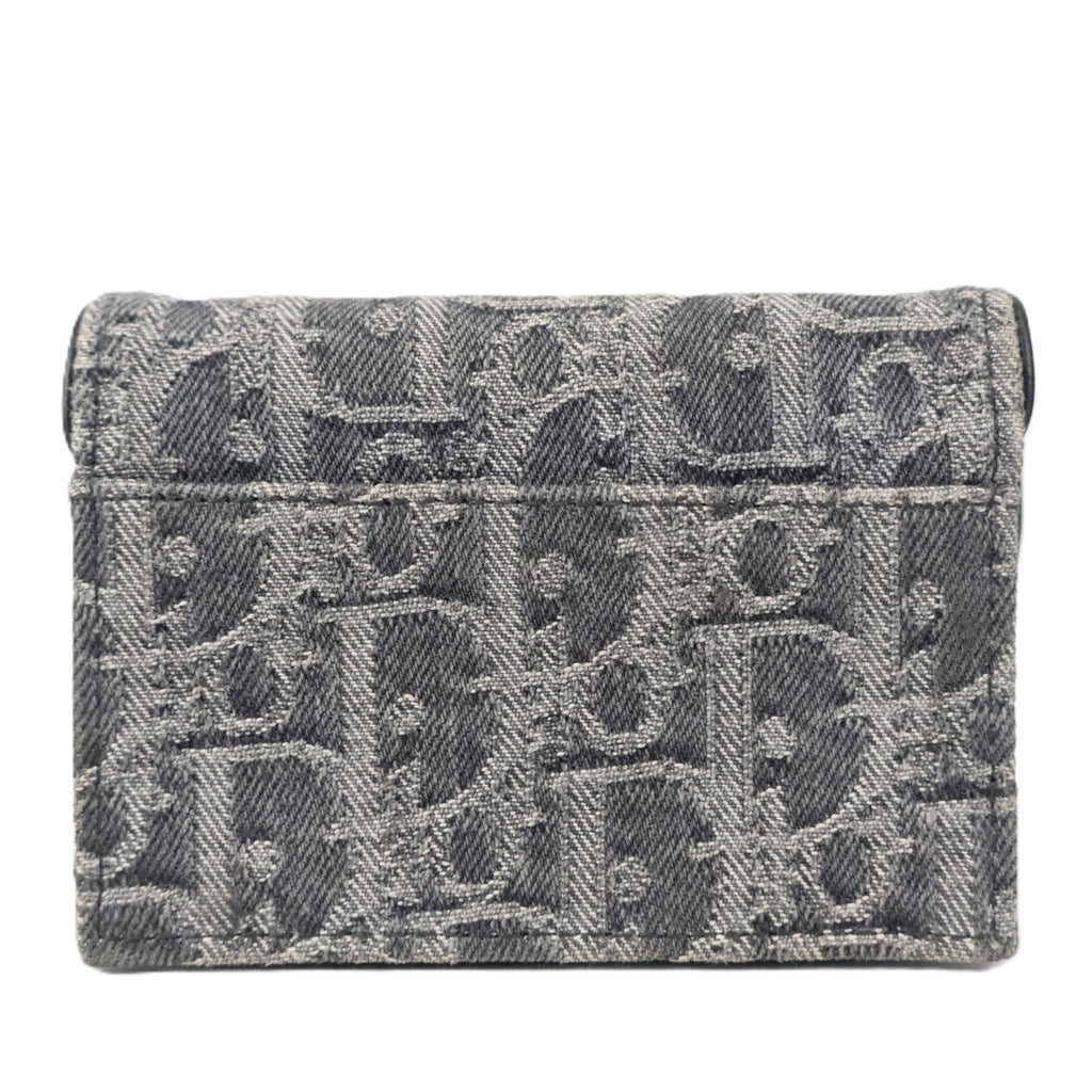DIOR S5611CDDK SADDLE BLOOM CARD HOLDER