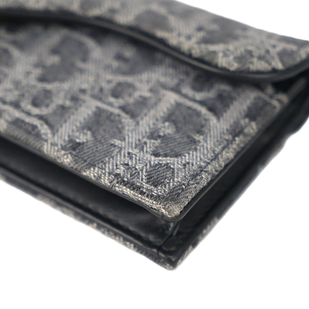 DIOR S5611CDDK SADDLE BLOOM CARD HOLDER